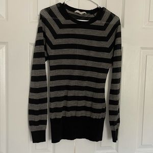 LOFT striped gray and black ladies top woman’s shirt size medium